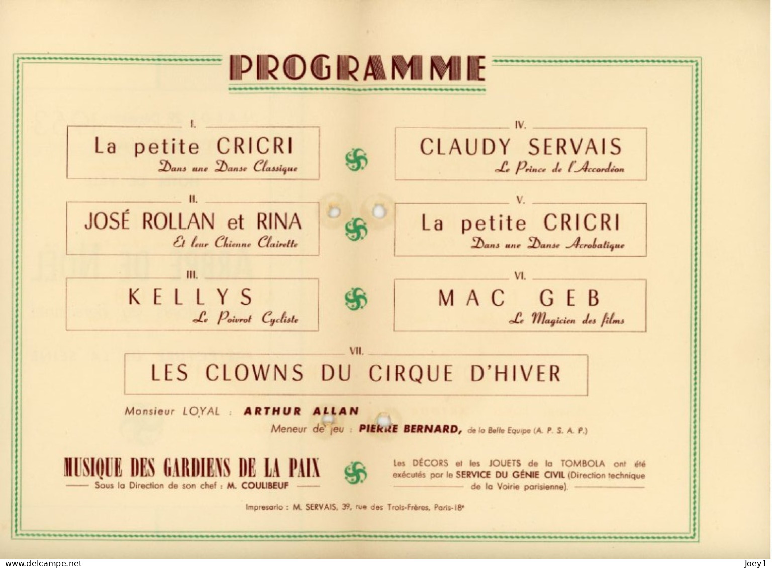 Programme Arbre De Noel Hotel De Ville De Paris 1953 - Programmes