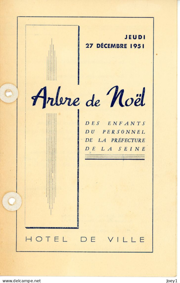 Programme Arbre De Noel Hotel De Ville De Paris 1951 - Programmes