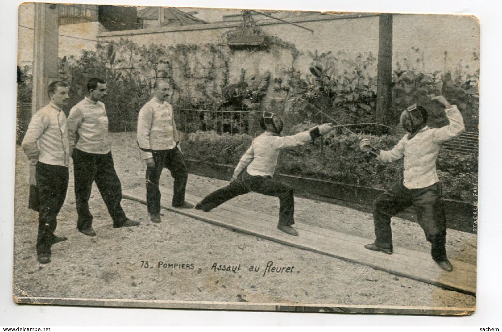 ESCRIME Pompiers Assaut Au Fleuret écrite En 1910  D08 2023 - Fencing