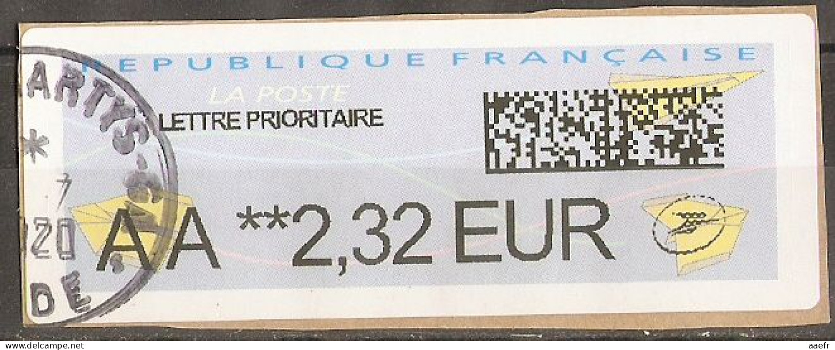 France - 2020 - Vignette ATM Type Avions En Papier - Les Martys - Lettre Prioritaire Avec QR Code - 2000 « Avions En Papier »