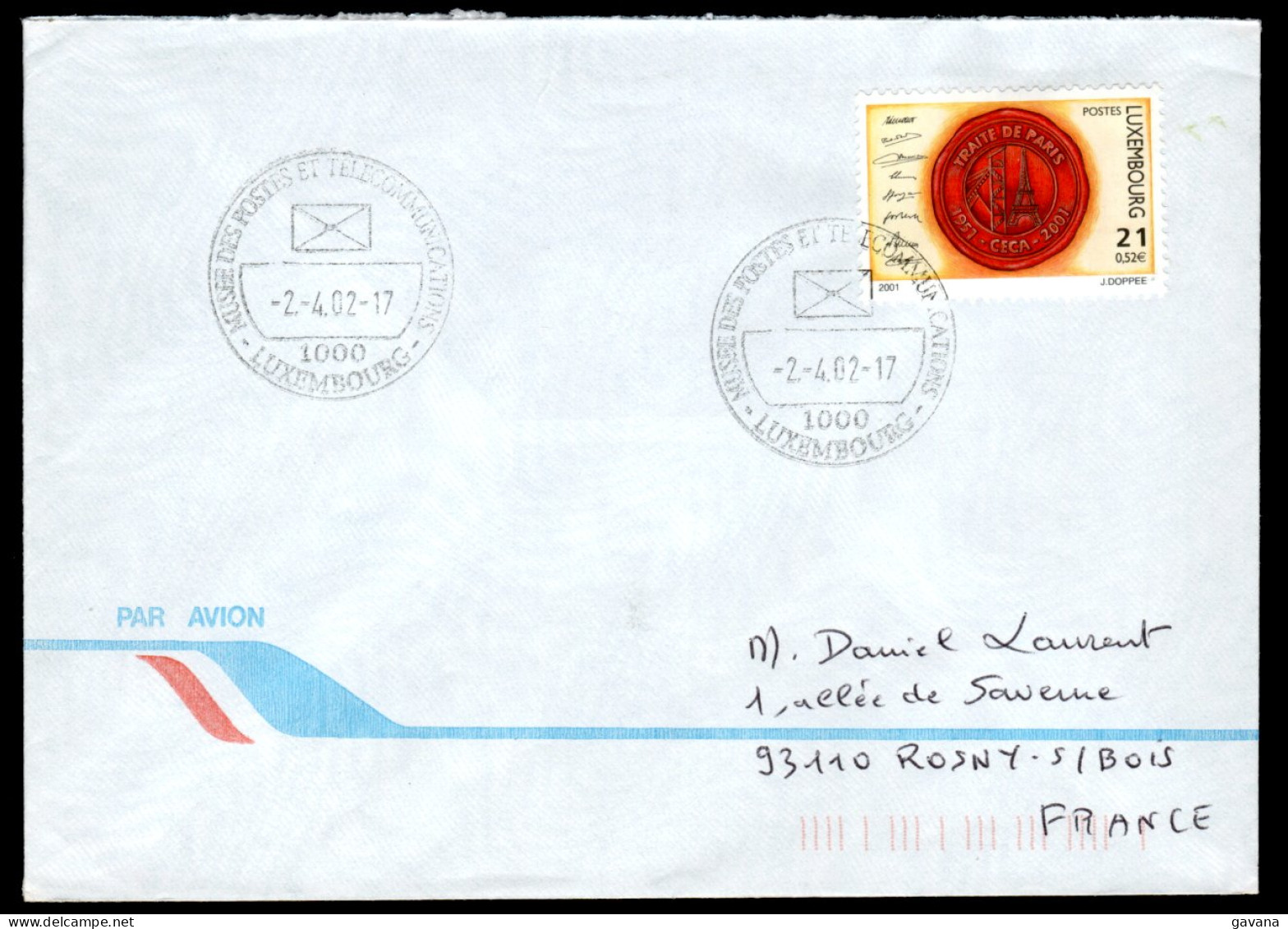 LUXEMBOURG - Lettre Pour La France 2002 - Lettres & Documents