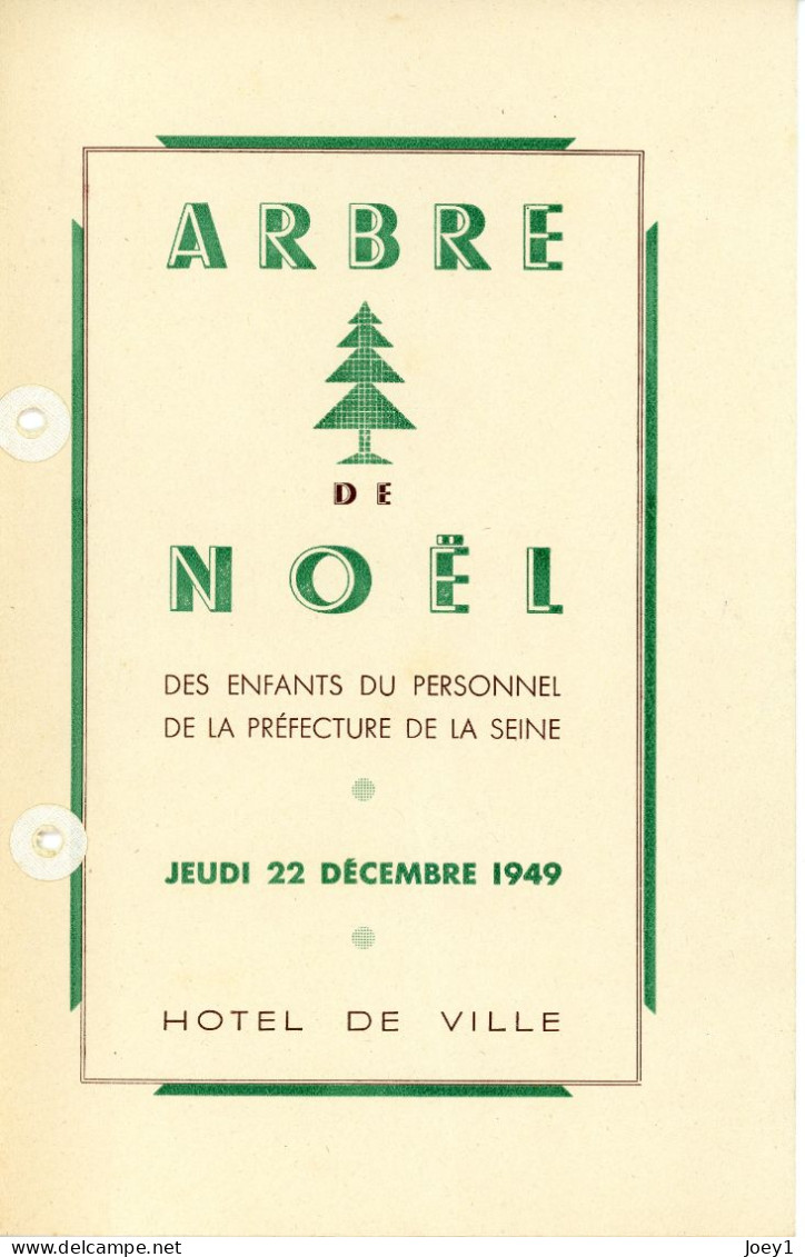 Programme Arbre De Noel Hotel De Ville De Paris 1949 - Programmes
