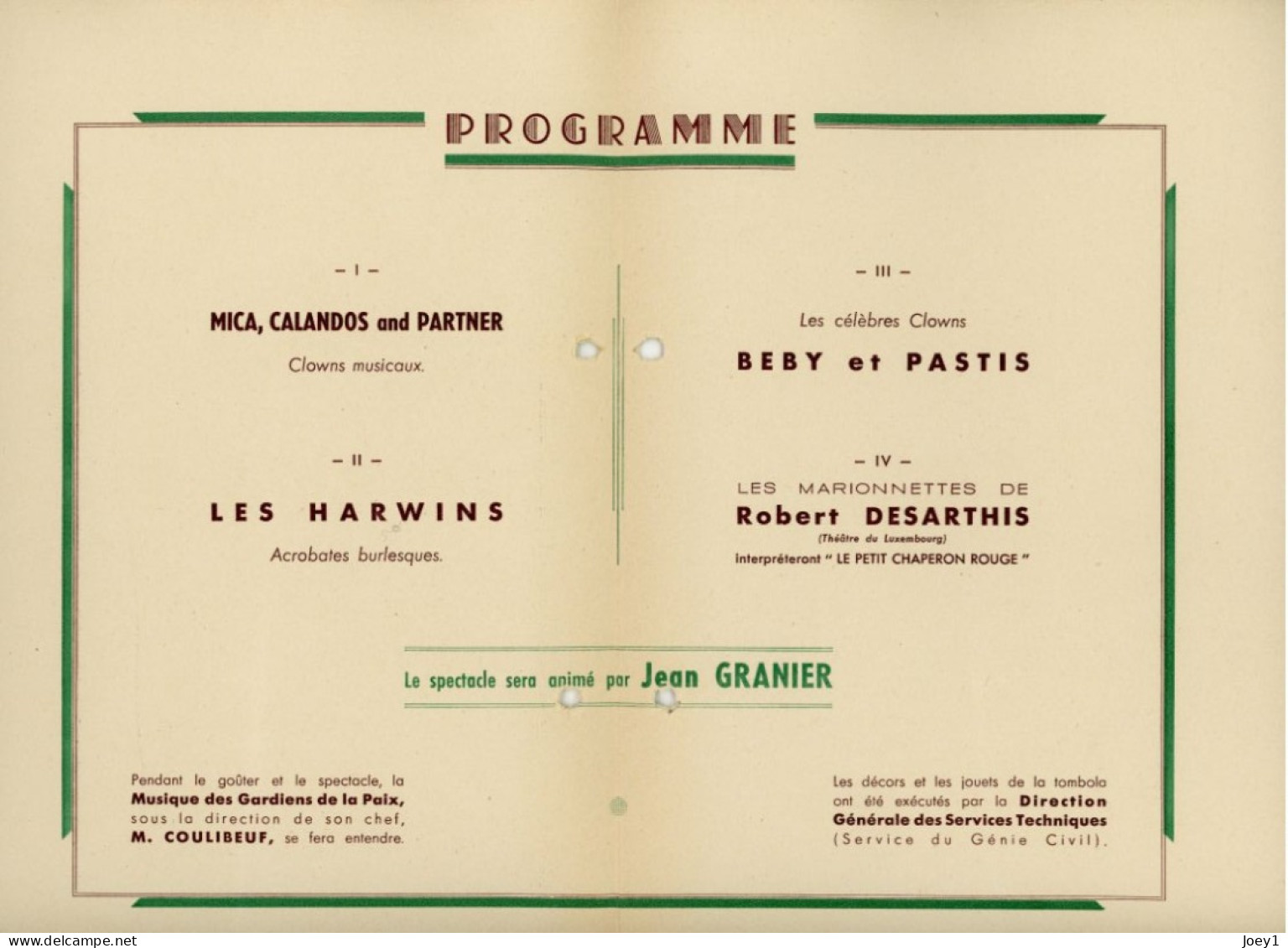 Programme Arbre De Noel Hotel De Ville De Paris 1949 - Programmes