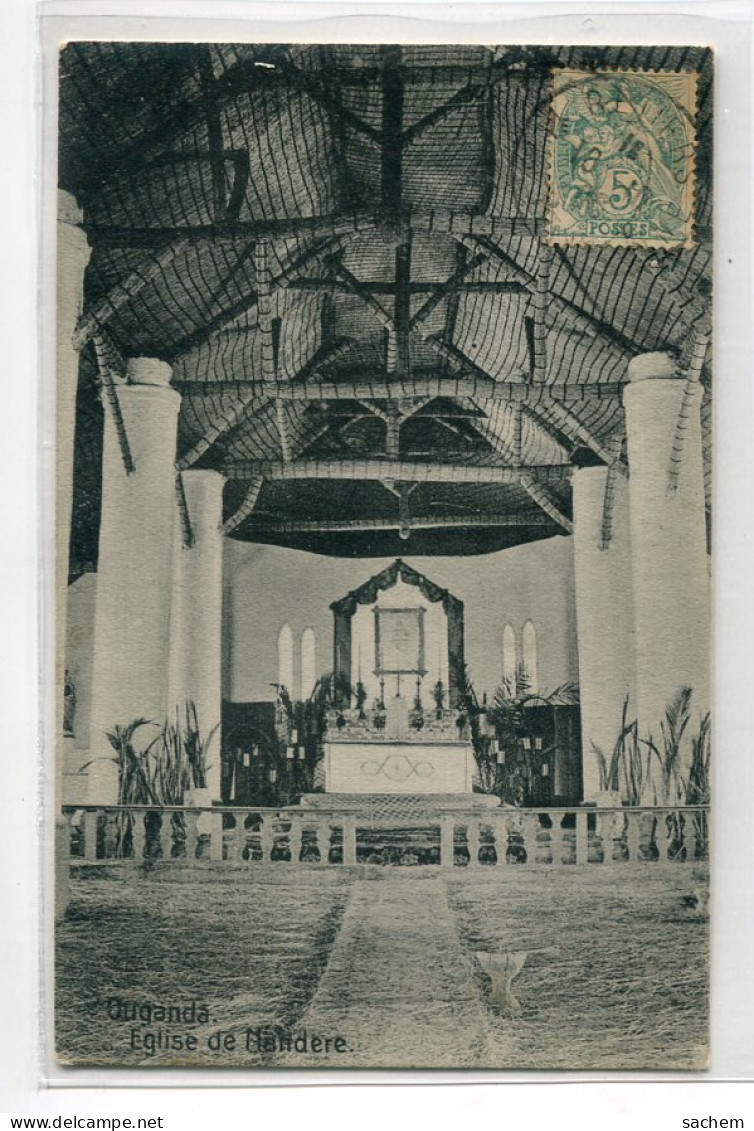 OUGANDA Uganda  NANDERE  Visuel Rare Interieur Eglise Voir Architecture Toit Et Paille Au Sol  1906 Timbrée   D09 2023 - Ouganda