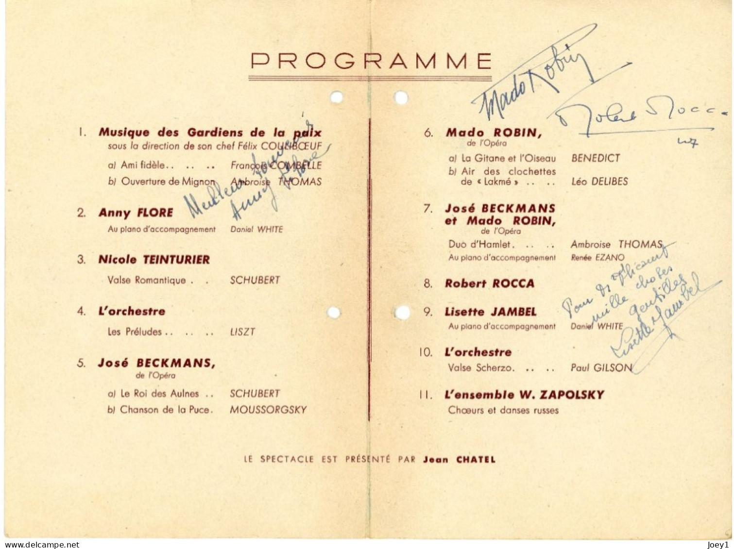 Programme Fête Annuelle  Conseil Municipal De Paris 13 Mars 1947 Avec Dédicace Artiste - Programmes