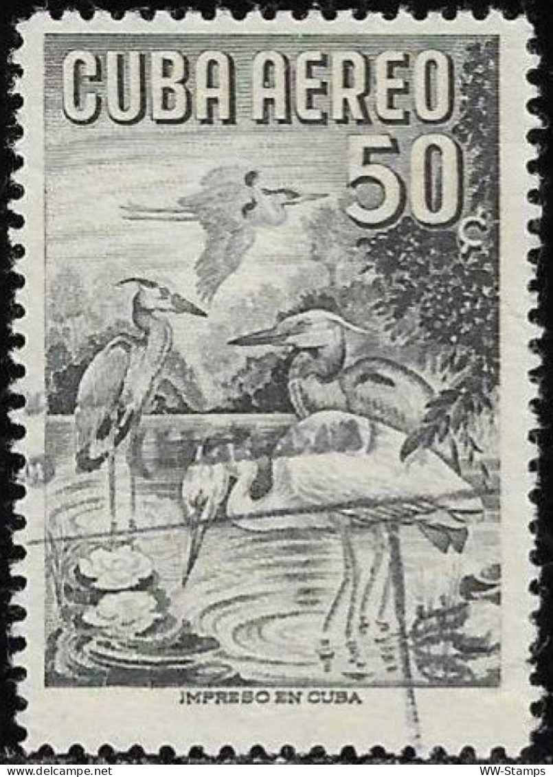 Cuba 1956 Used Airmail Stamp Endemic Bird Great Blue Heron 50 C [WLT1838] - Usados