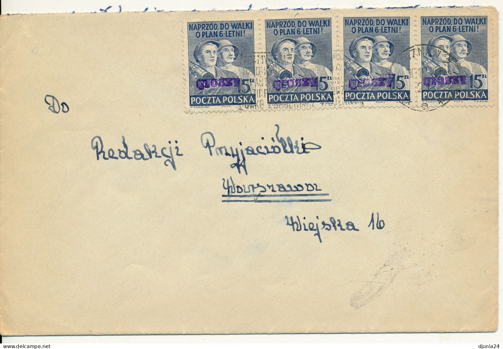 BF0079 / POLEN / POLSKA   -  POZNAN  -  1950  ,  6-Jahresplan  -  GROSZY - Aufdruck   -  Michel  665 (562) - Covers & Documents