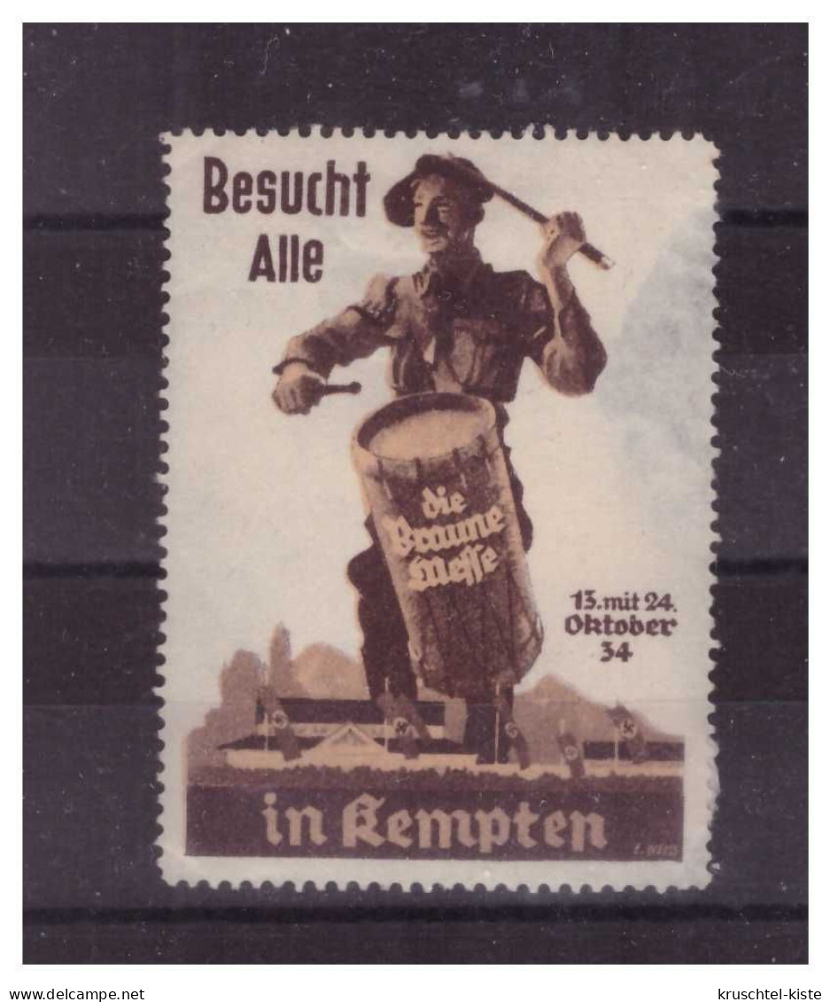 Dt- Reich (023488) Vignette Propaganda Besucht Alle Die Braune Messe In Kempten 1934, RS Falz, Ohne Gummi - Erinnophilie