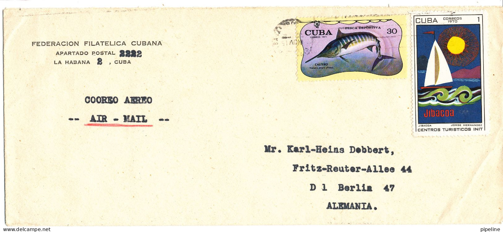 Cuba Cover Sent To Germany 1971 ?? Topic Stamps - Briefe U. Dokumente