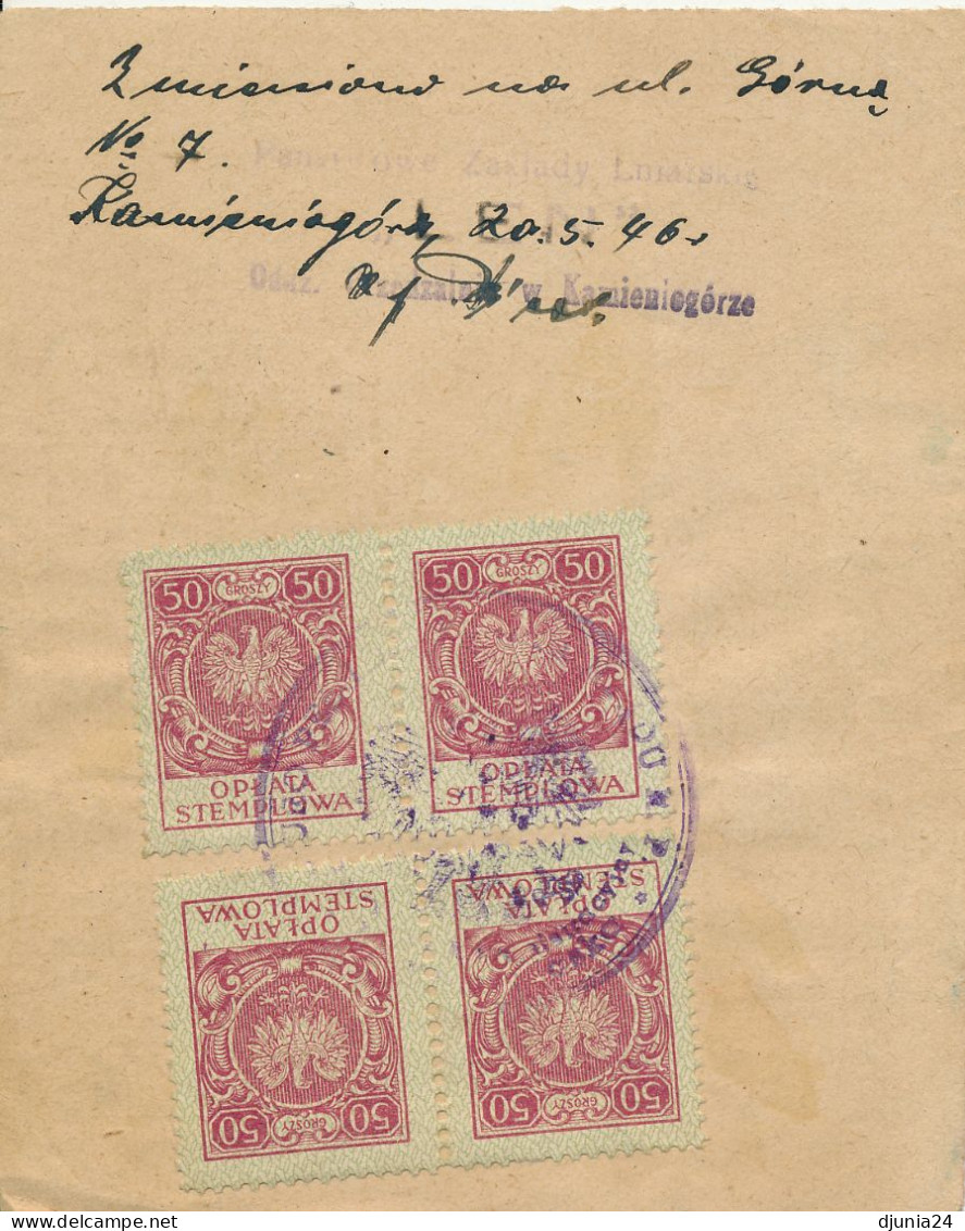 BF0081 / POLEN / POLSKA   -  WROCLAW  -  3. IV. 46   ,  Regierung Von Oberschlesien - OPLATA STEMPLOWA - Briefe U. Dokumente