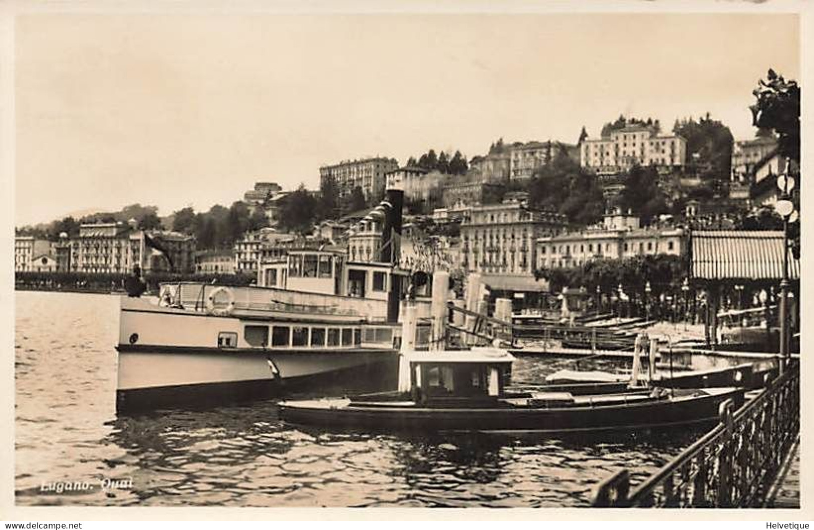 Lugano Quai Bateau à Vapeur - Steamer - Dampfschiff Ticino - Lugano