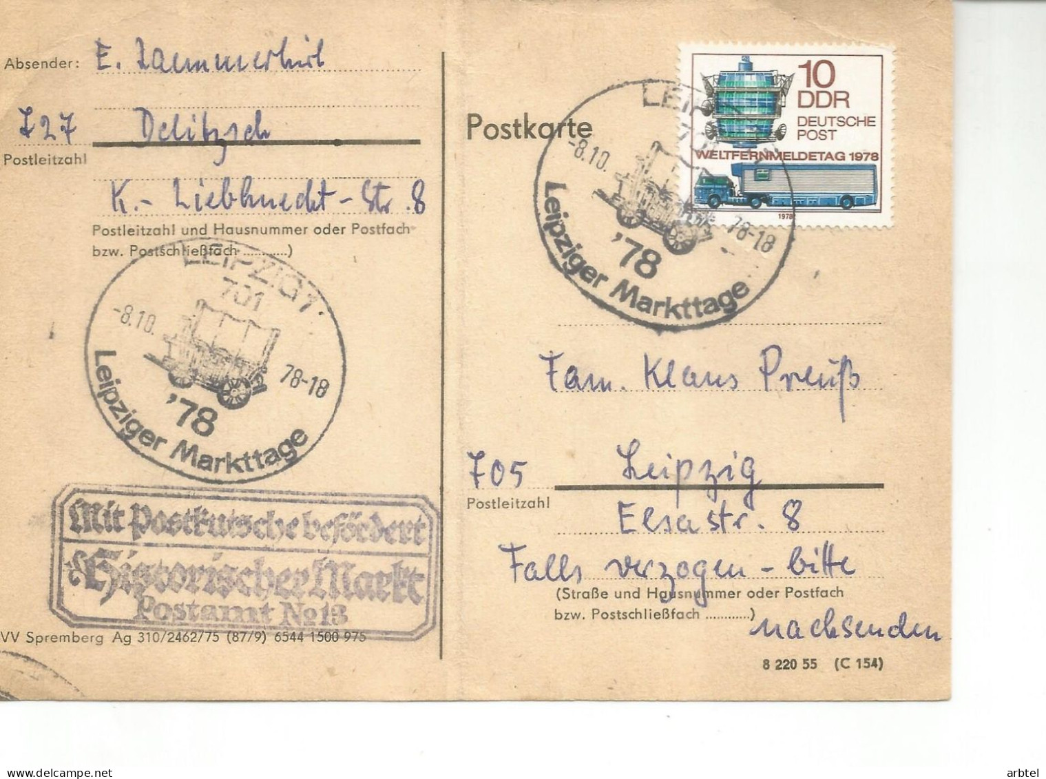 ALEMANIA DDR MAT LEIPZIG LEIPZIGER MARKTTAGE CARRUAJE - Diligences