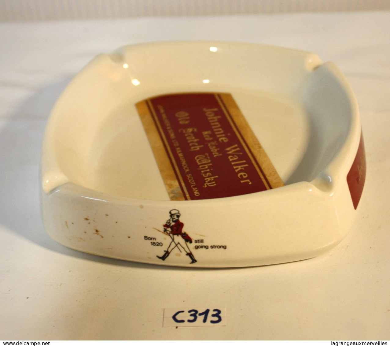 C313 Ancien Cendrier De Collection - Johnnie Walker Whisky - Porcelaine