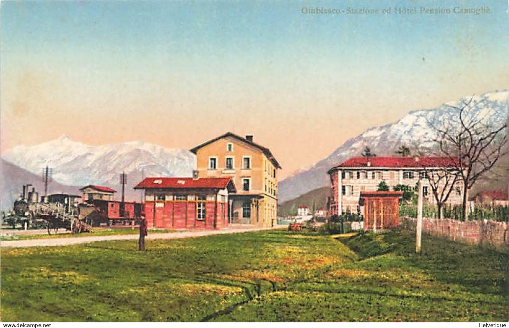 Giubiasco Stazione Et Hotel Pension Camoghe Bahnhof Gare Bahn Train - Giubiasco