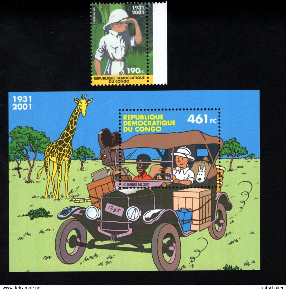 1937099976 2001 SCOTT 1613 1614 (XX) POSTFRIS MINT NEVER HINGED -  TINTIN - KUIFJE - COMIC STRIPS - Mint/hinged