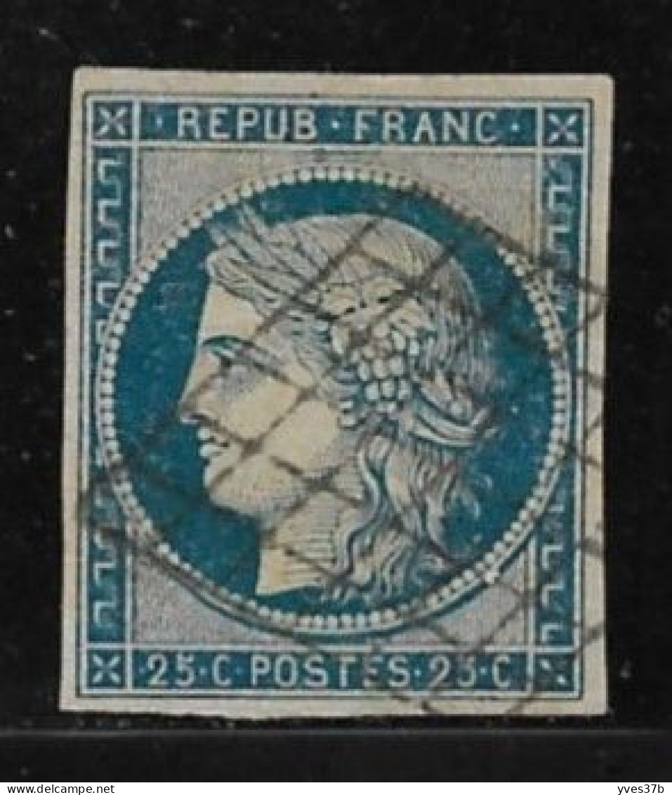 FRANCE N°4 Oblitéré Grille - 4 Belles Marges, Sans Défaut - TTB - - 1849-1850 Cérès