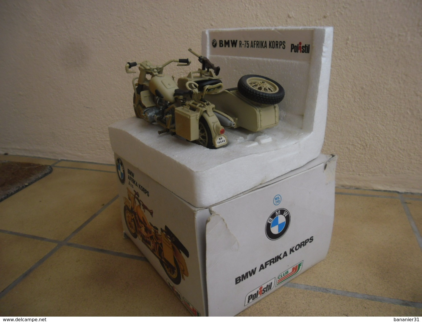 RARE MOTO BMW R 75 Afrika Korps Wehrmacht 1941-1944 Au 1/15 De POLISTIL MS 110 En Boite/boxed - Moto