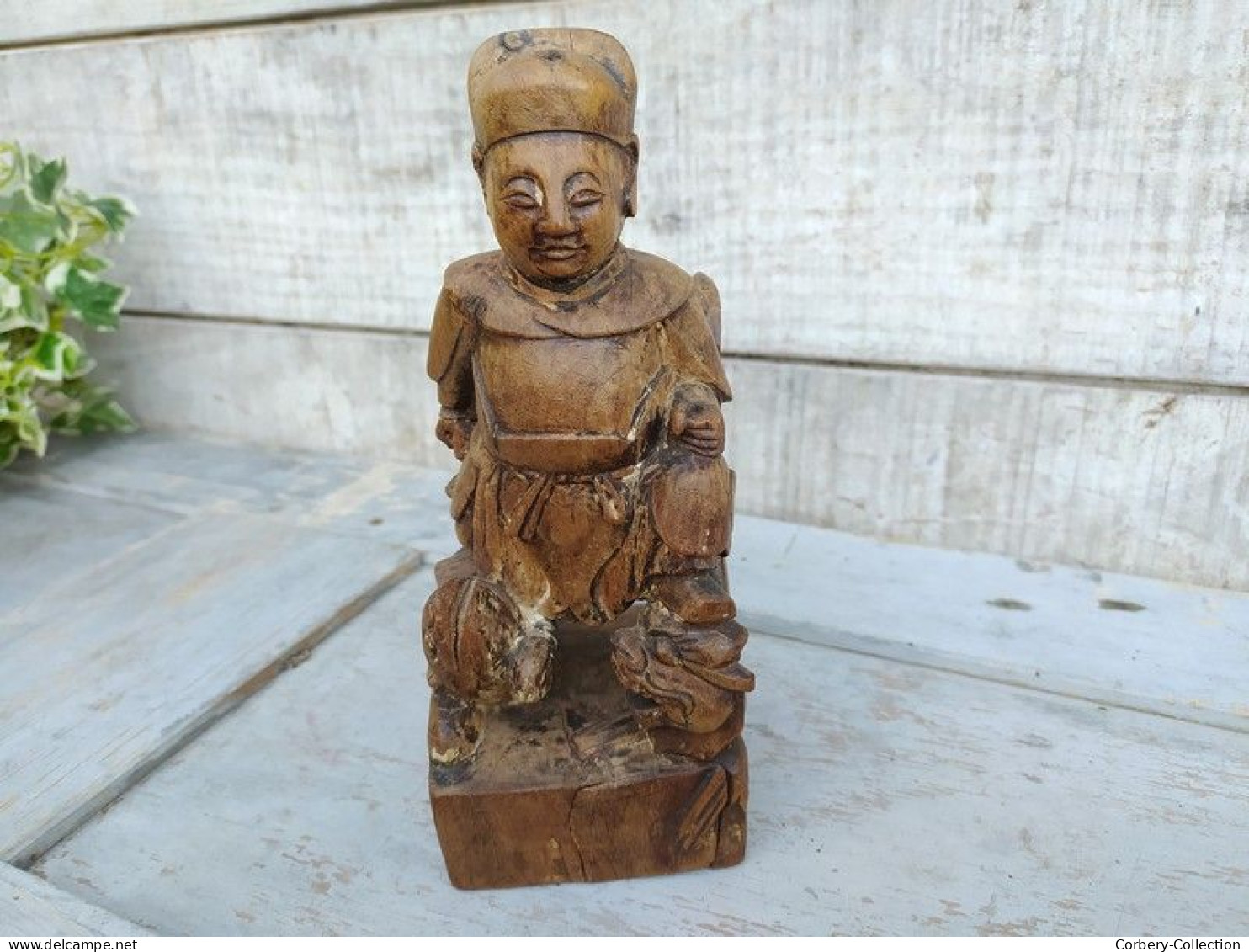 Statuette Chinois Bois Sculpté Chine XVIIIeme Chinese Wood Carving 18th - Arte Asiatica