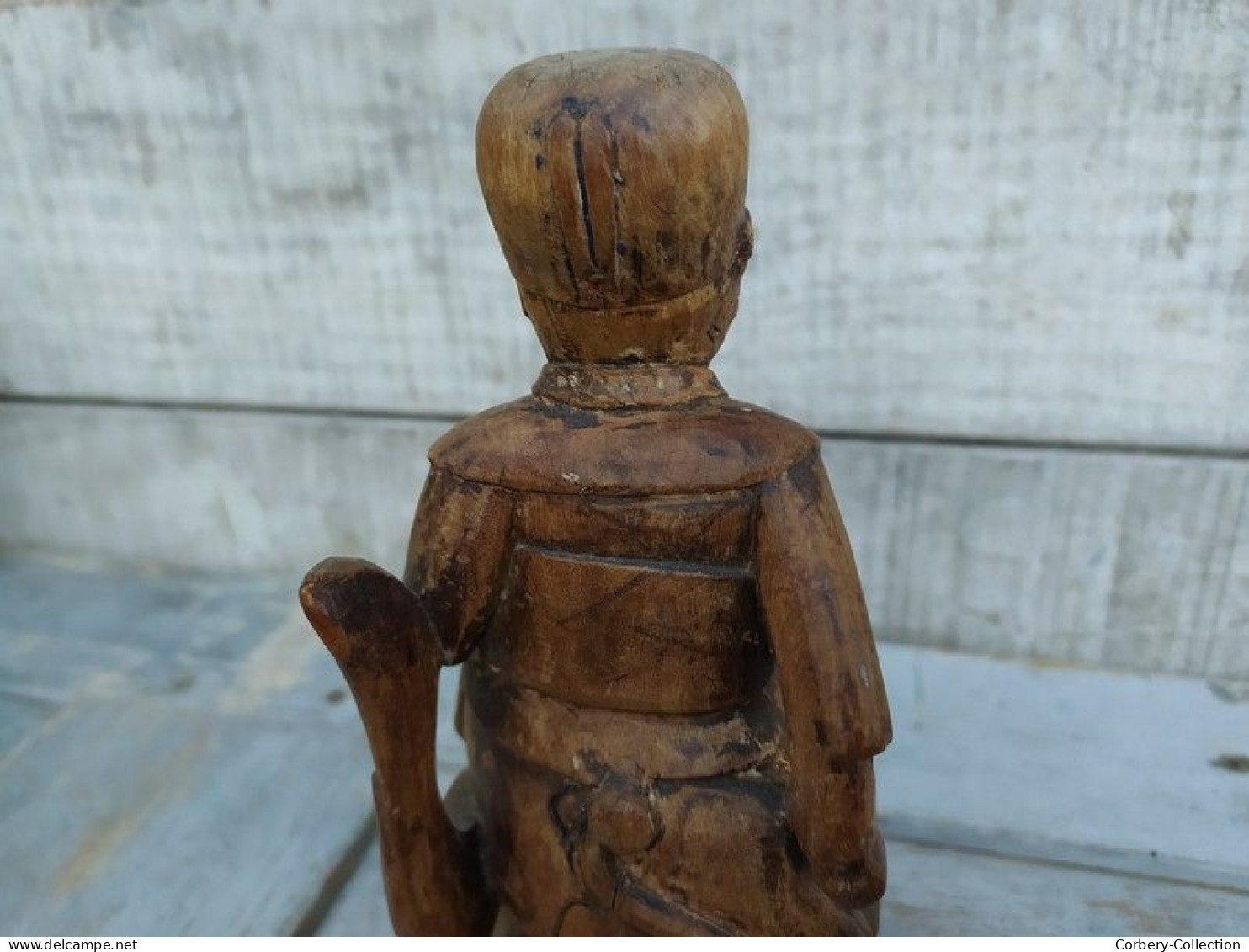Statuette Chinois Bois Sculpté Chine XVIIIeme Chinese wood carving 18th