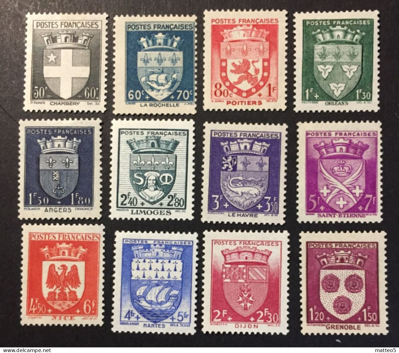 1942 France - Coat Of Arms - 12 Stamps - Unused ( Mint Hinged ) - 1941-66 Escudos Y Blasones