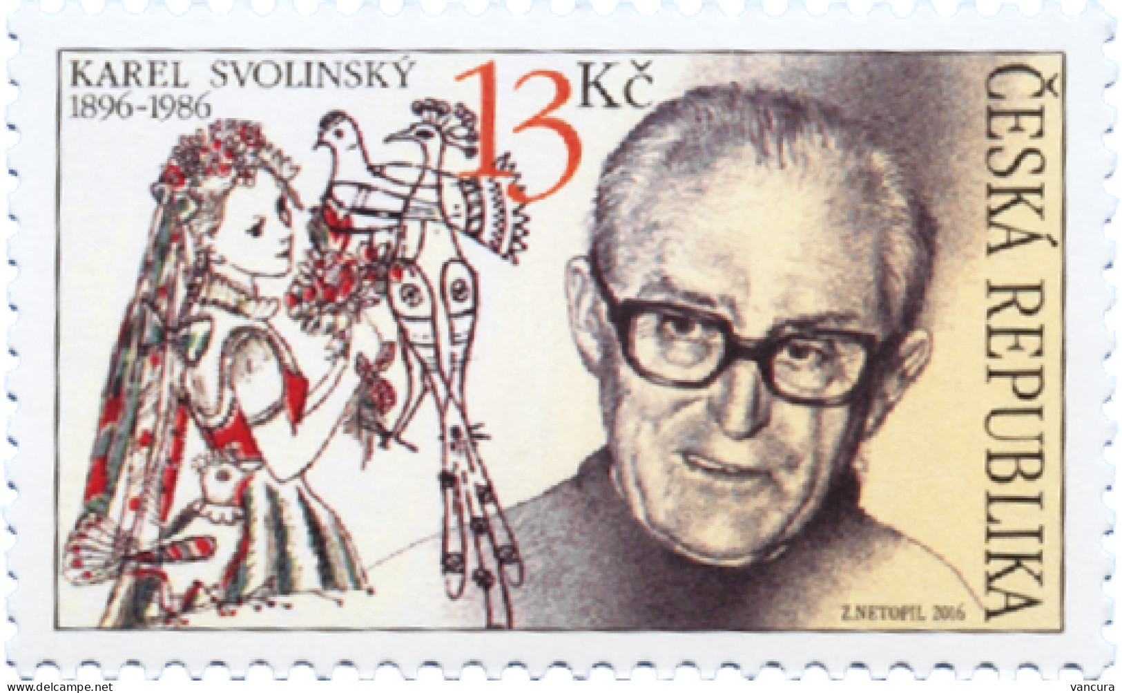 ** 873 Czech Republic Tradition Of The Czech Stamp Production 2016 Karel Svolinsky Dove Peacock - Pavoni