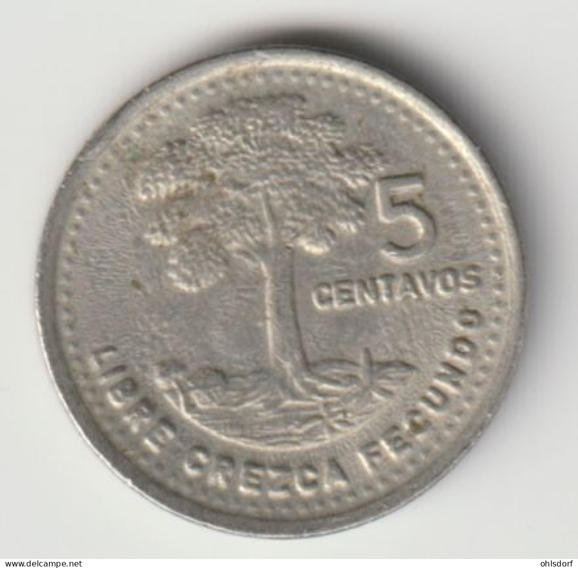 GUATEMALA 1991: 5 Centavos, KM 276 - Guatemala