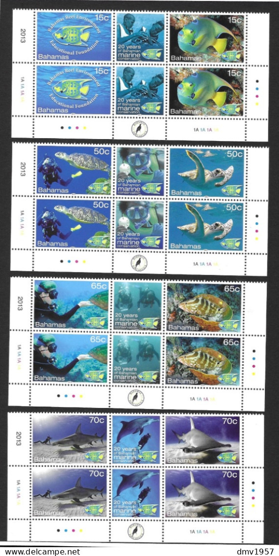 Bahamas 2013 MNH 20th Annv Of Reef Environment (BREEF) Sg 1658/65 Imprint Pairs - Bahamas (1973-...)