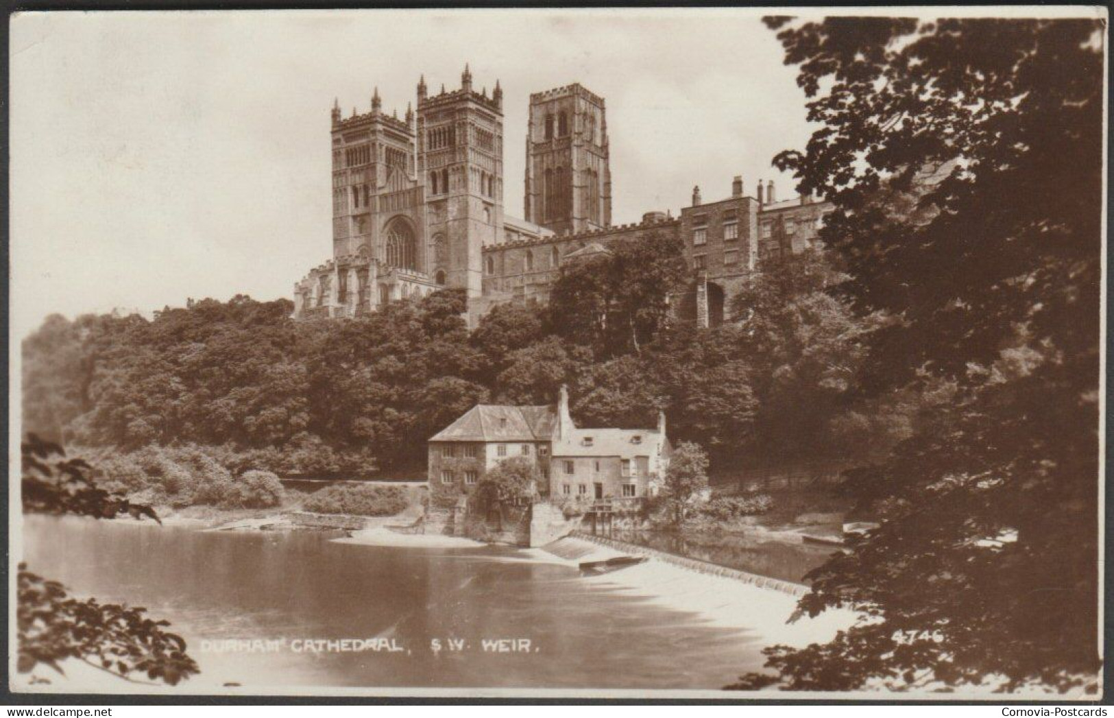 Durham Cathedral, South West Weir, C.1930s - Photochrom RP Postcard - Durham City