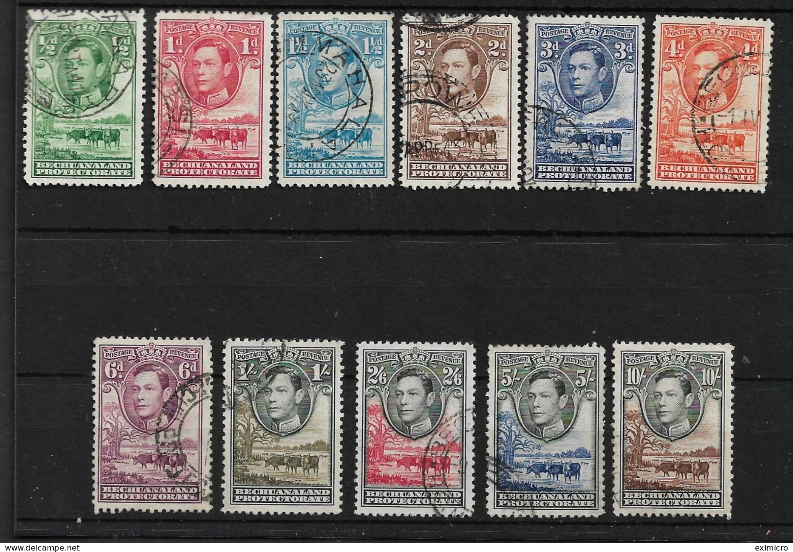 BECHUANALAND 1938 - 1952 SET SG 118/128 FINE USED Cat £110 - 1885-1964 Bechuanaland Protectorate