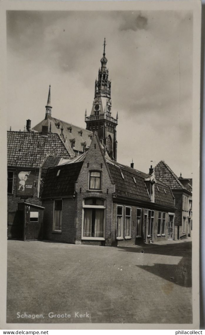 Schagen (NH) Groote  Kerk (links Philips Lampen Reklame Bord - Zie Detail Opname 195? - Schagen