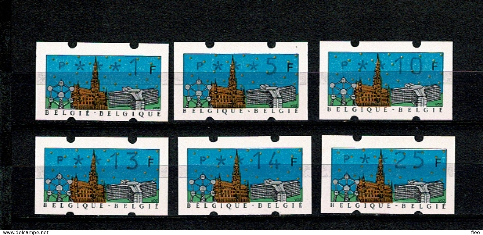 Belgium ATM - FRAMA 1990 (Mi 22 I) Monuments MNH Set - Neufs