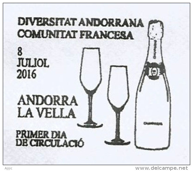 ANDORRA. Hommage à La Communauté Française D'Andorre. Lettre FDC Année 2016 Adressée En Espagne - Vins & Alcools