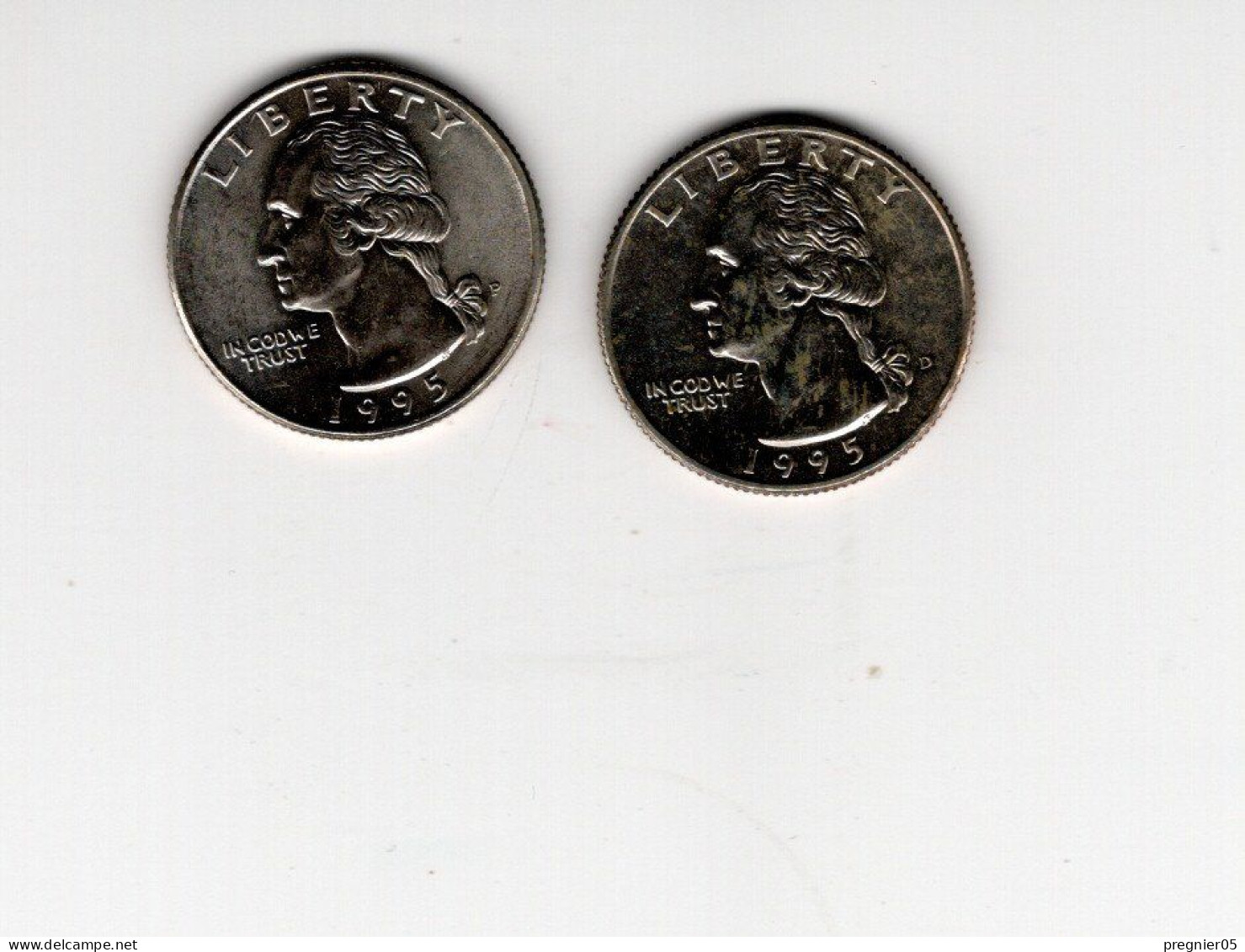 USA - Lot 2 Pièces 1/4 Dollar Washington Quarter  1995D + P  SUP+/XF+  KM.164a - 1932-1998: Washington