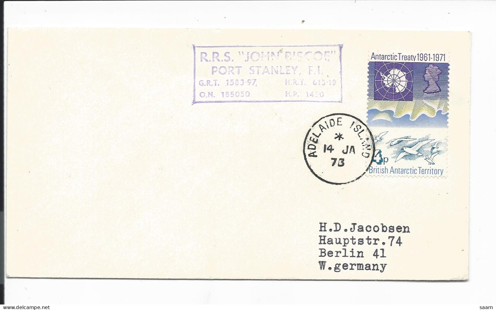 Motiv Tiere - Sturmvögel Auf Brief 1973 Vom Brit. Antarktis Teritorium N. Berlin Verw.. - Albatrosse & Sturmvögel