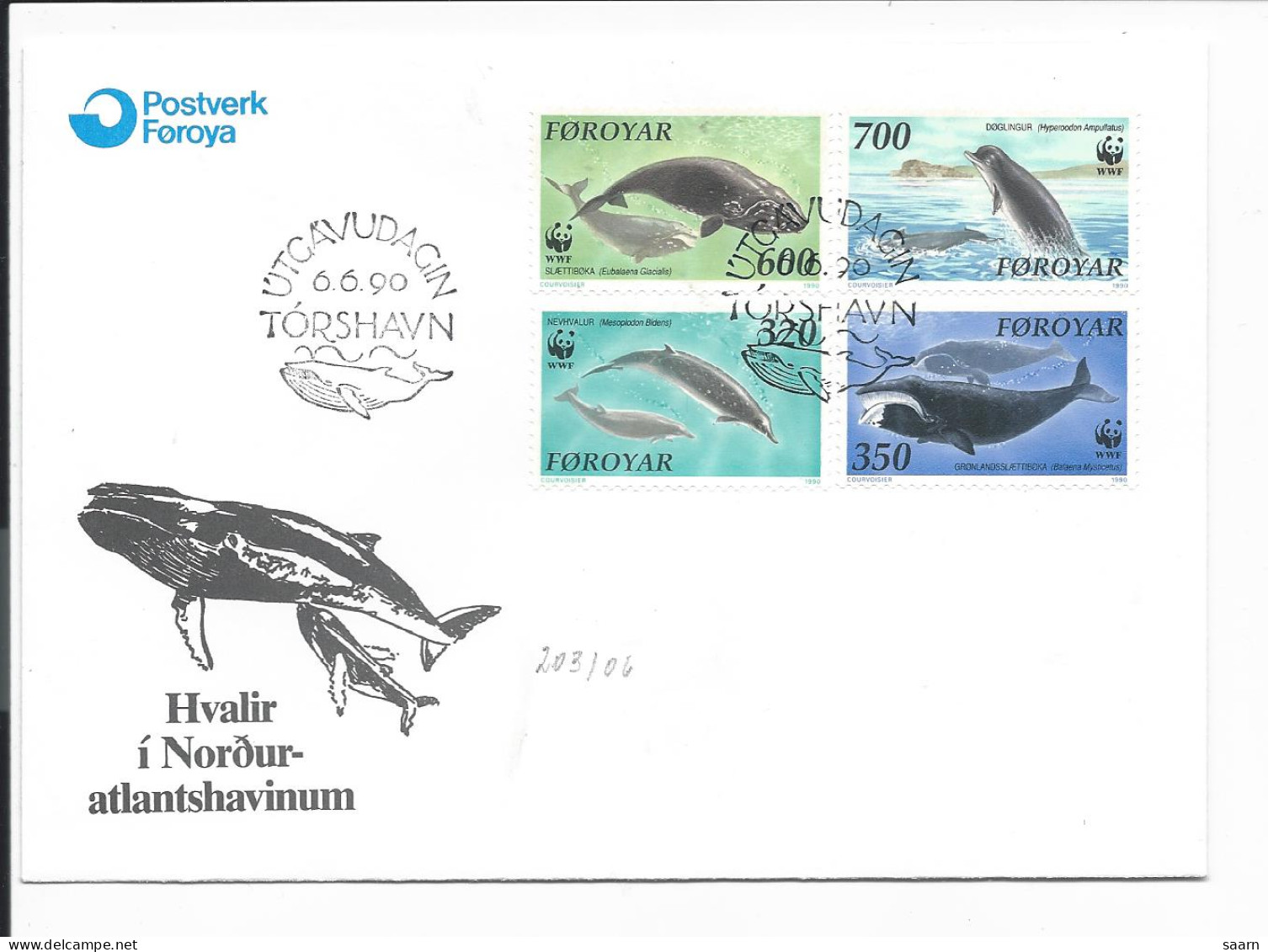 Motiv Tiere - Wale /Delphine Auf Ersttags-Brief Von Faröer-Inseln  203-06 - Dolphins