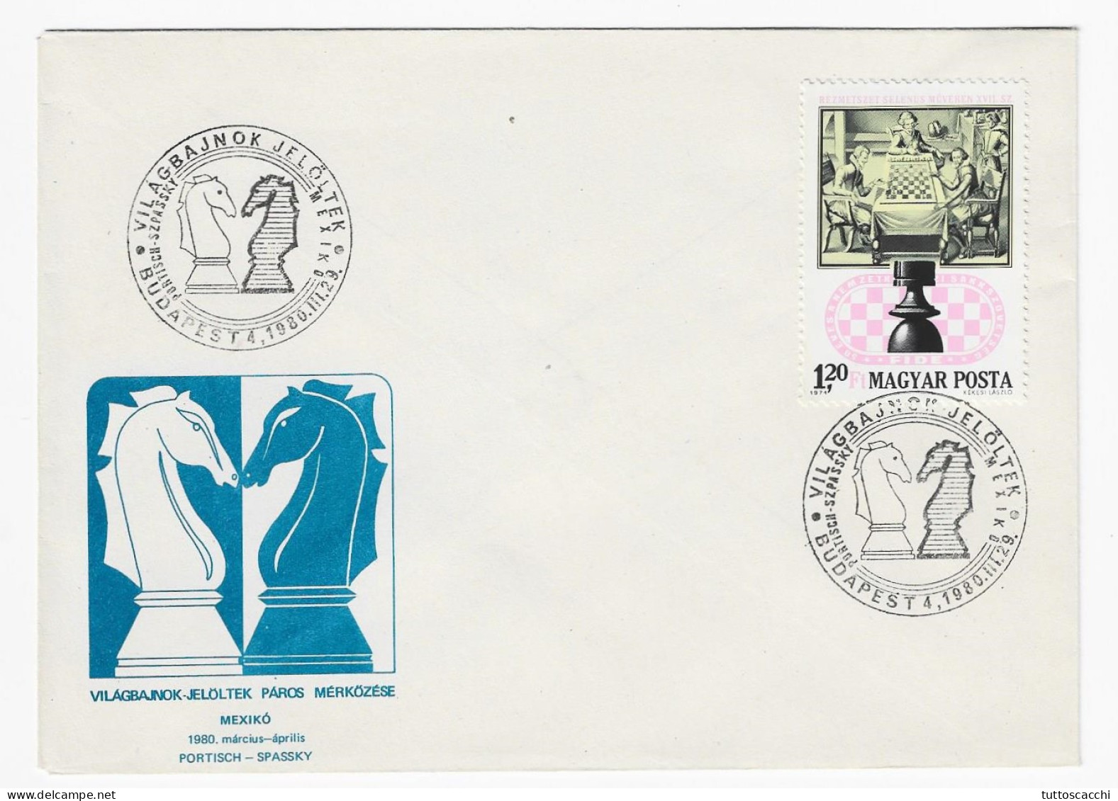 CHESS Hungary 1980 Budapest - Chess Cancel On Commemorative Envelope, Chess Stamp - Echecs