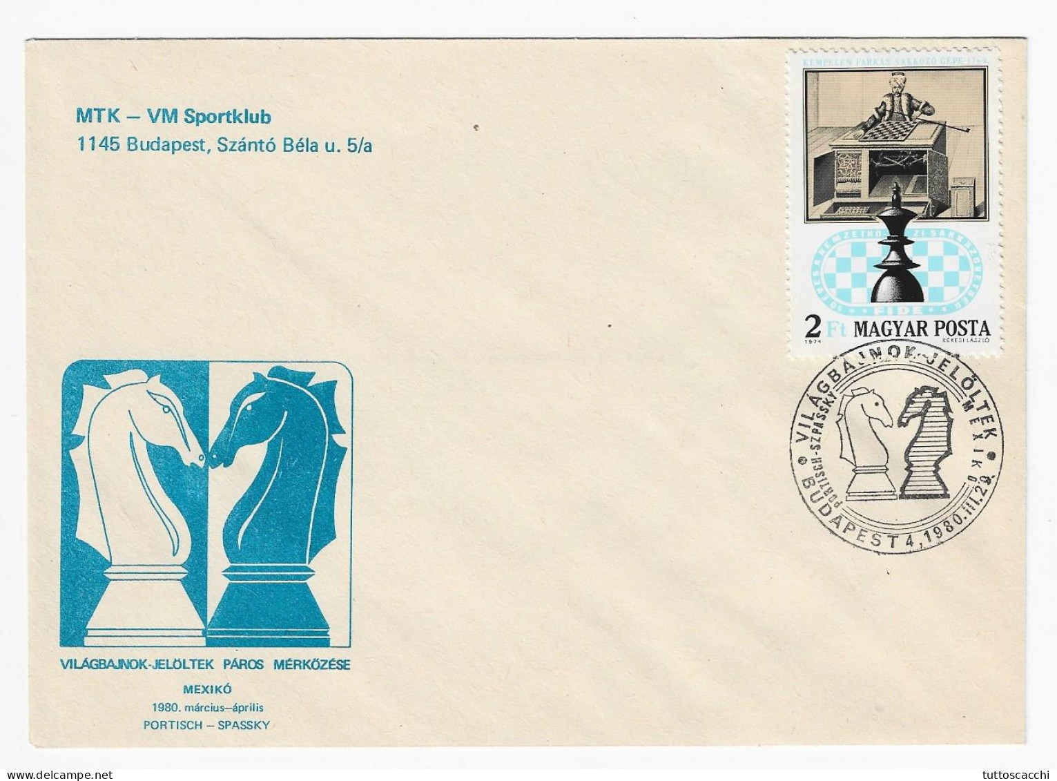 CHESS Hungary 1980 Budapest - Chess Cancel On Commemorative Envelope, Chess Stamp - Chess