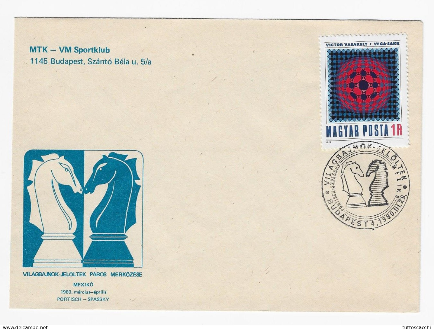 CHESS Hungary 1980 Budapest - Chess Cancel On Commemorative Envelope, Chess Stamp - Scacchi