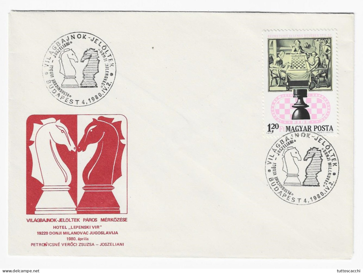 CHESS Hungary 1980 Budapest - Chess Cancel On Commemorative Envelope, Chess Stamp - Scacchi