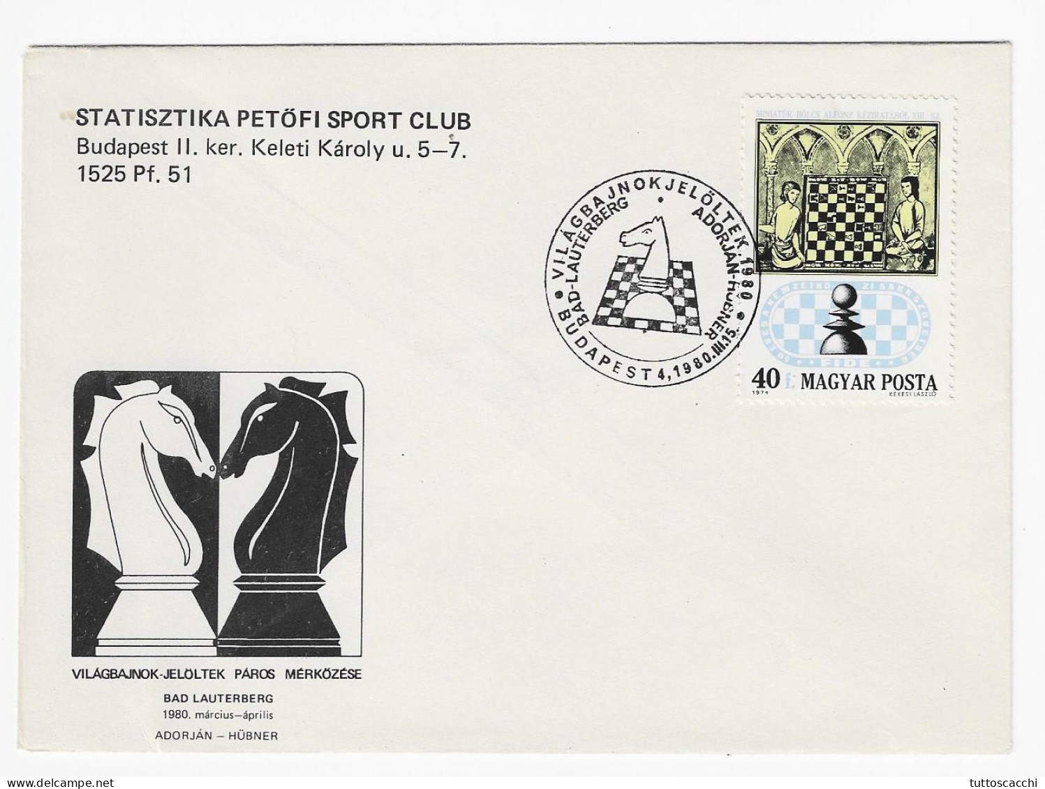 CHESS Hungary 1980, Budapest - Chess Cancel On Commemorative Envelope, Chess Stamp - Echecs