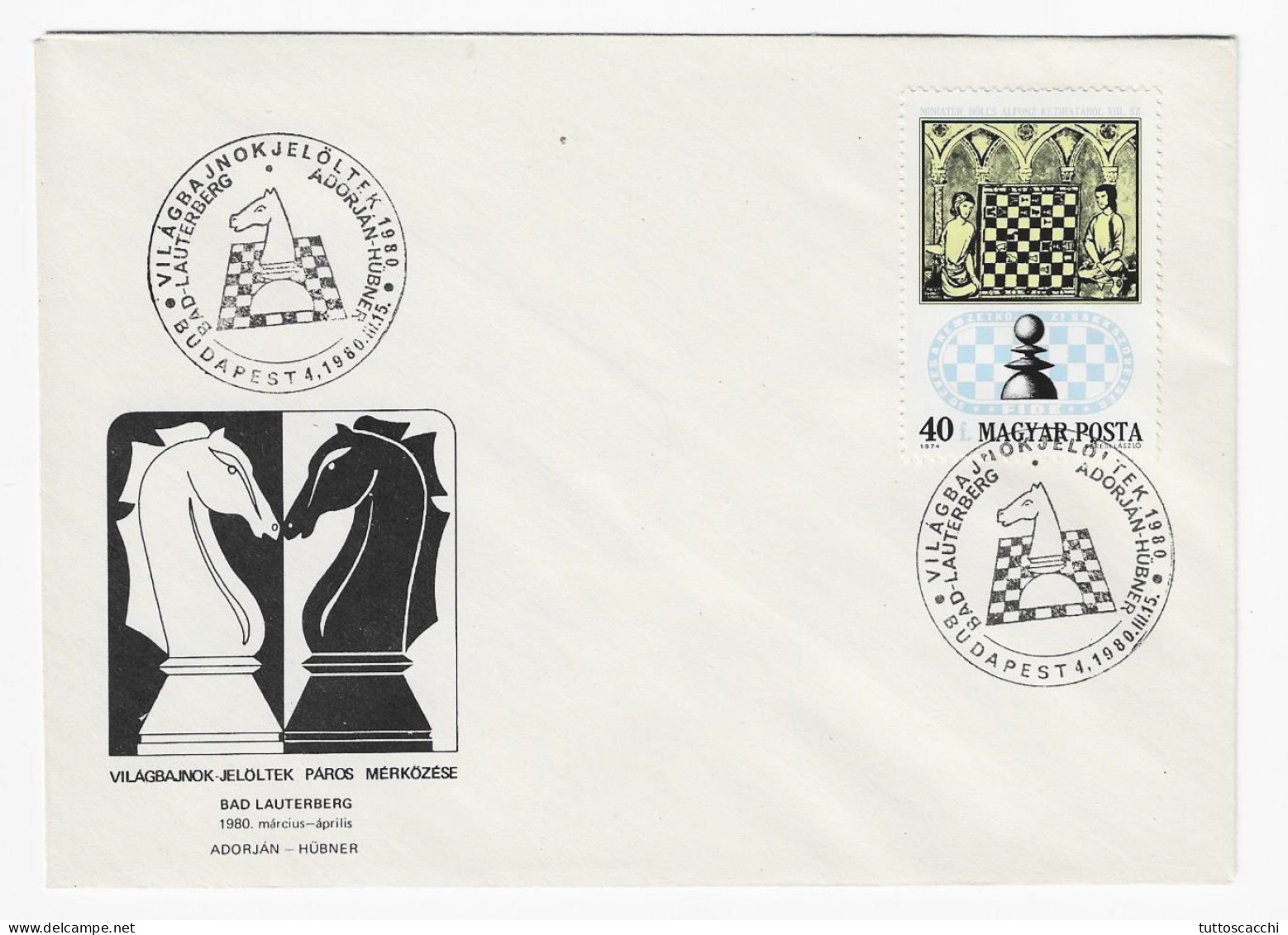 CHESS Hungary 1980, Budapest - Double Chess Cancel On Commemorative Envelope, Chess Stamp - Echecs