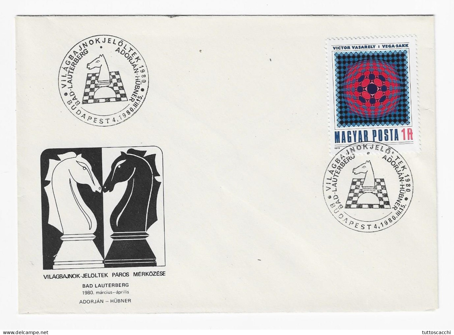 CHESS Hungary 1980, Budapest - Double Chess Cancel On Commemorative Envelope, Chess Stamp - Schaken