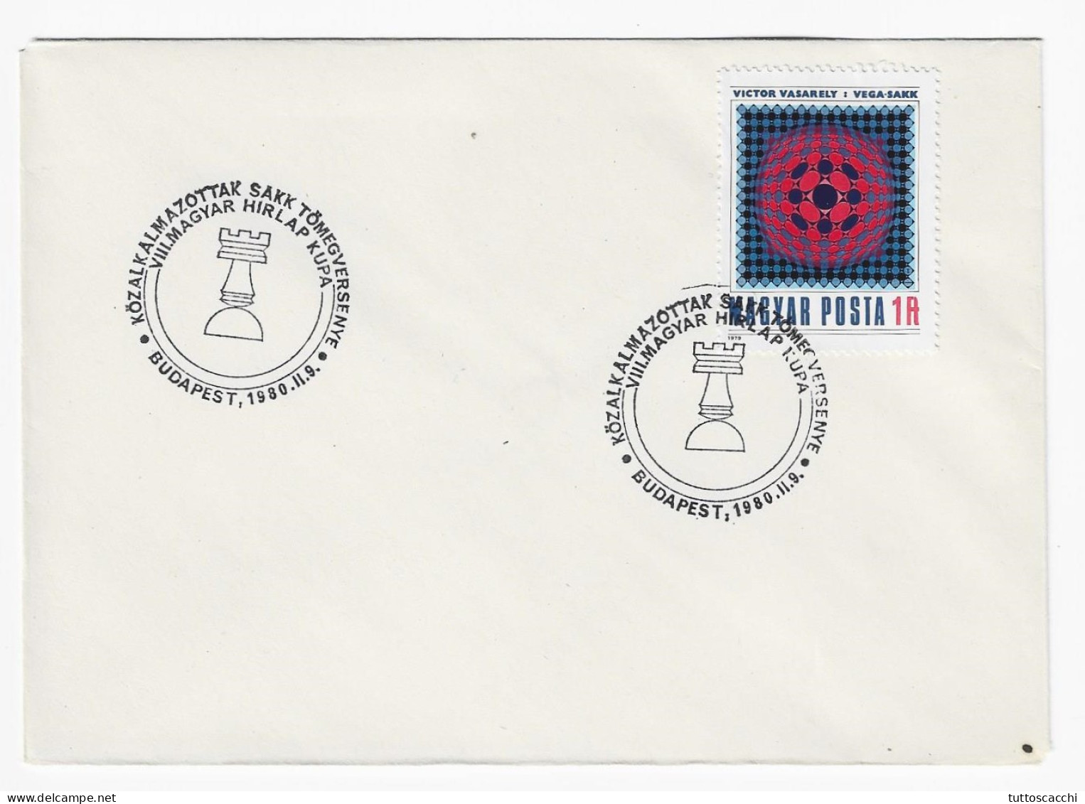 CHESS Hungary 1980, Budapest - Double Chess Cancel On Envelope, Chess Stamp - Scacchi