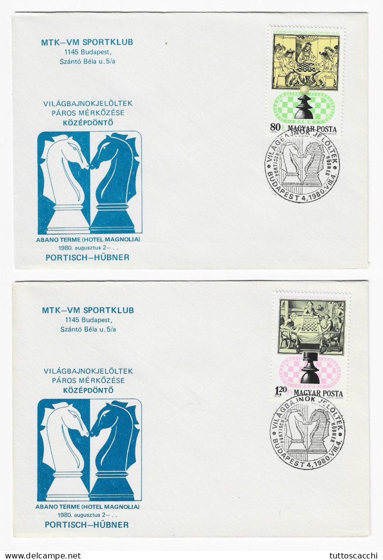 CHESS Hungary 1980, Budapest - 8 Envelopes, FULL SERIES, Chess Cancel On Commemorative Envelopes - Chess