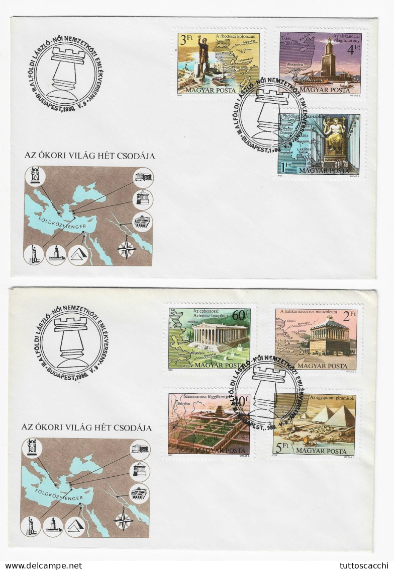 CHESS Hungary 1980, Budapest - 2 Envelopes, Chess Cancel - Echecs