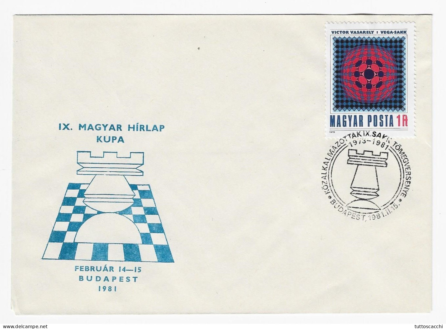 CHESS Hungary 1981, Budapest - Chess Cancel On Commemorative Envelope, Chess Stamp - Schach