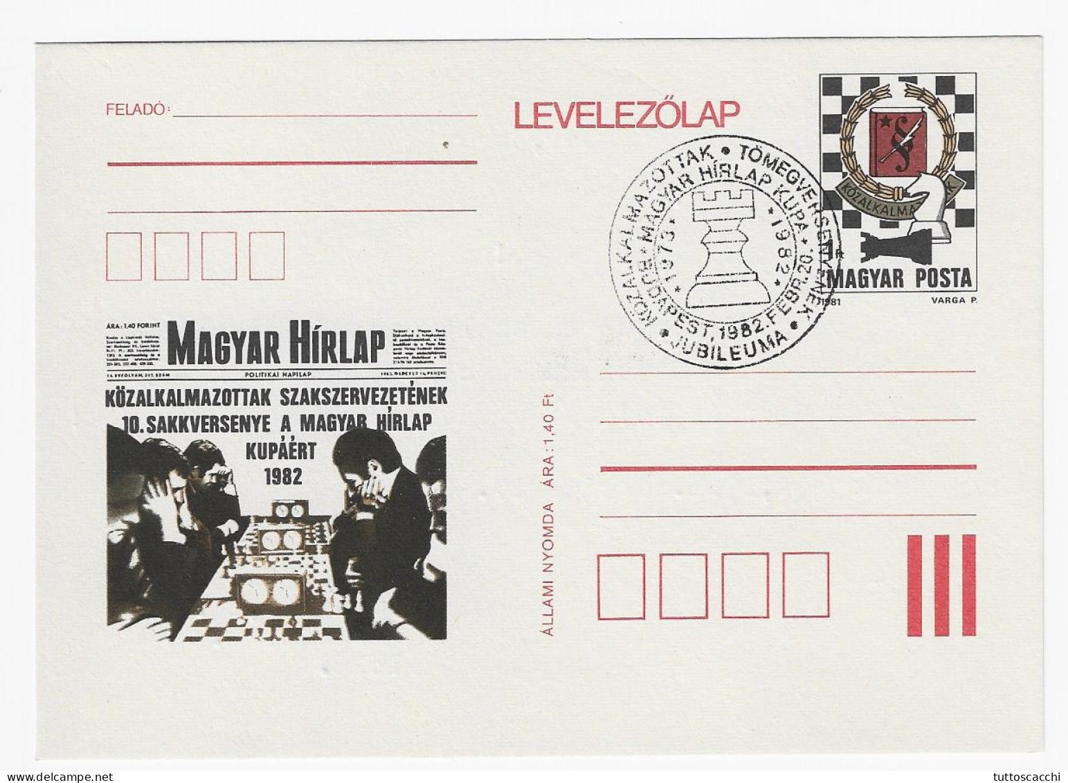 CHESS Hungary 1982, Budapest - Chess Cancel On Commemorative Stationery - Schach