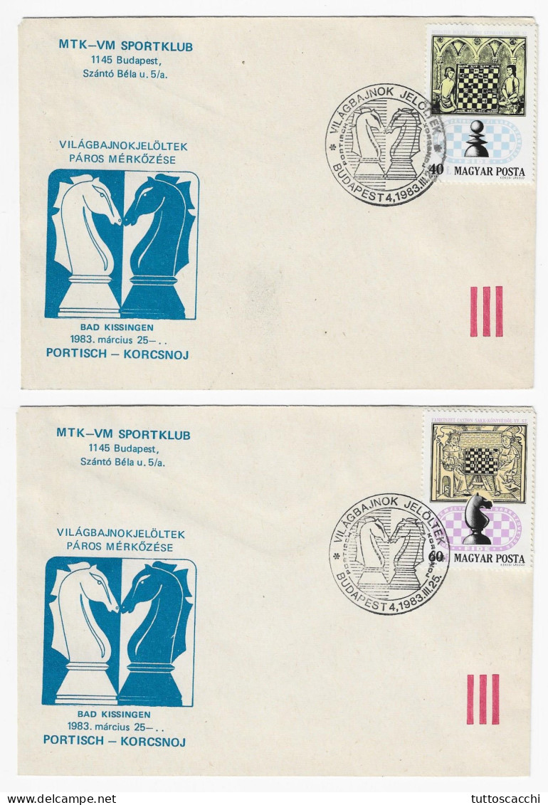 CHESS Hungary 1983, Budapest - 7 Envelopes, FULL SERIES, Chess Cancel On Commemorative Envelopes - Chess