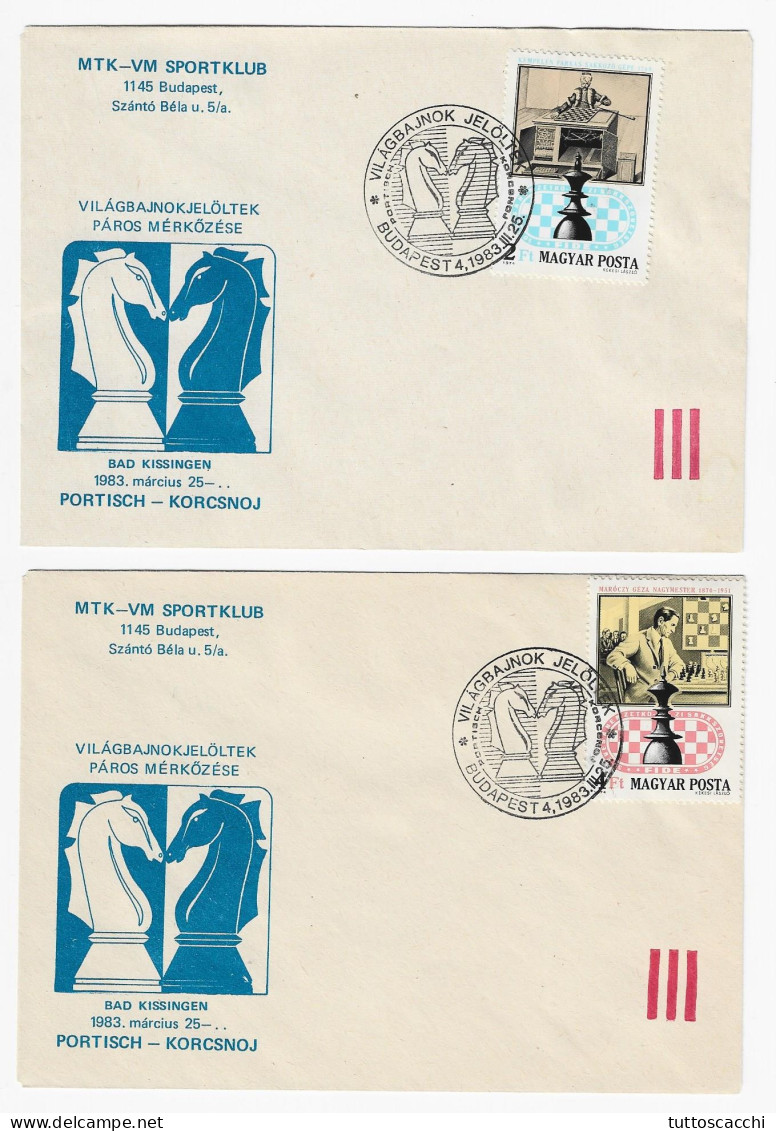 CHESS Hungary 1983, Budapest - 7 Envelopes, FULL SERIES, Chess Cancel On Commemorative Envelopes - Echecs