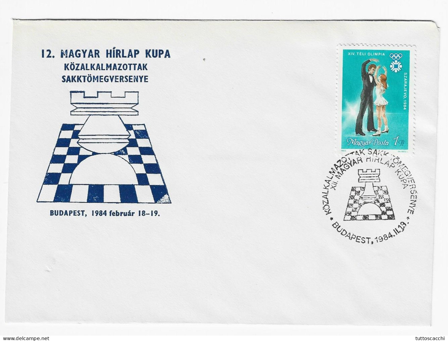CHESS Hungary 1984, Budapest - Chess Cancel On Commemorative Envelope - Echecs